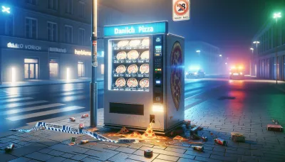 Viersen-Mackenstein, 20. März – Pizza-Automat durch Explosion schwer beschädigt